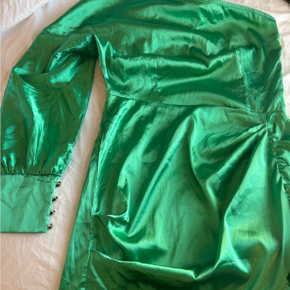 Vibrant Green Satin Dress